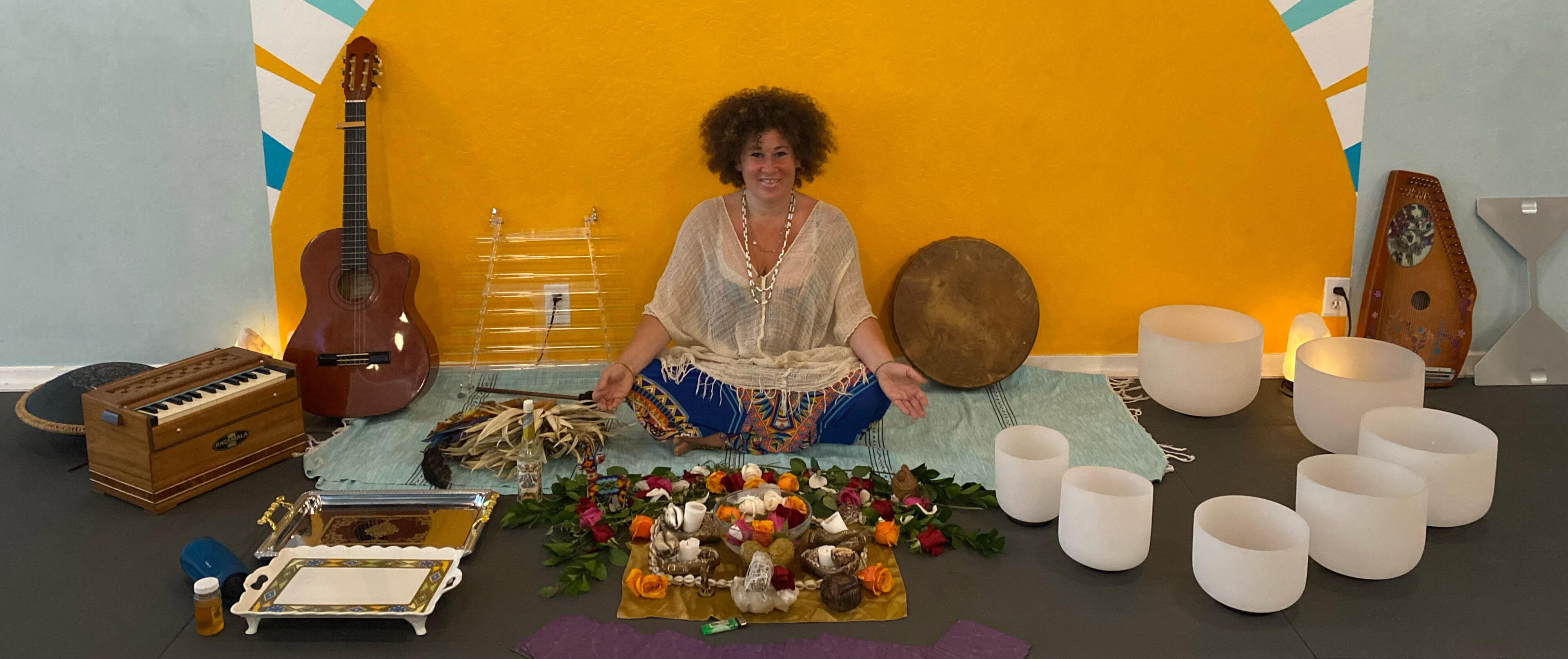 Malka sound bath Malka sound bath with all her instruments